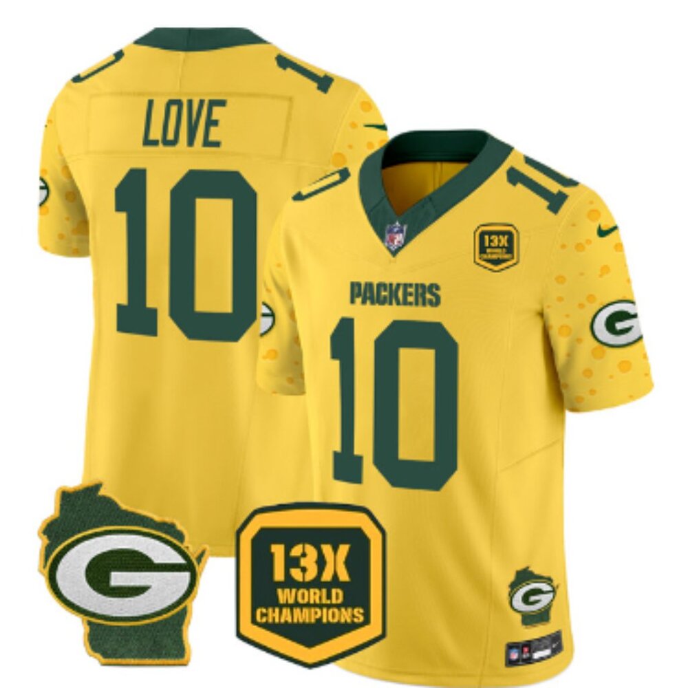 Men's Green Bay Packers Jordan Love #10 Orange Stitching Jersey